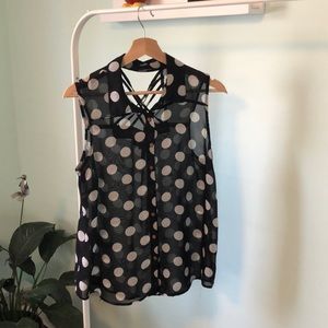 Unique Spectrum Black and white polka dot tank women’s large